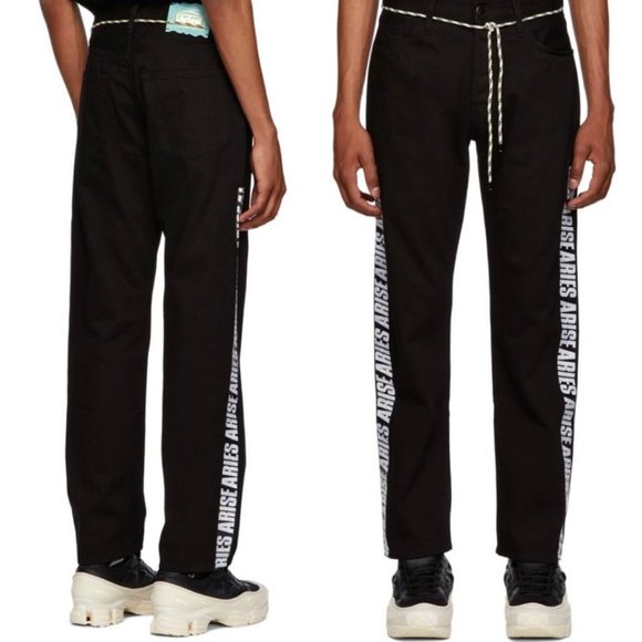 NWOT ARIES ARISE Side Stripe TIE SHOE LACE JEANS - Picture 6 of 7